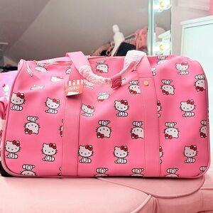 Hello Kitty Pink Rolling Duffel Bag Wheeled Travel Luggage Sanrio Kawaii NWT